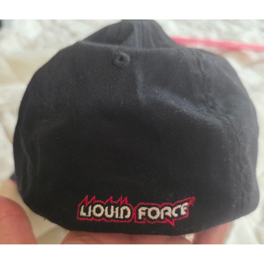 Liquid Force Baseball Cap Mens L-XL Black Excellent Flexfit Embroidered Hat